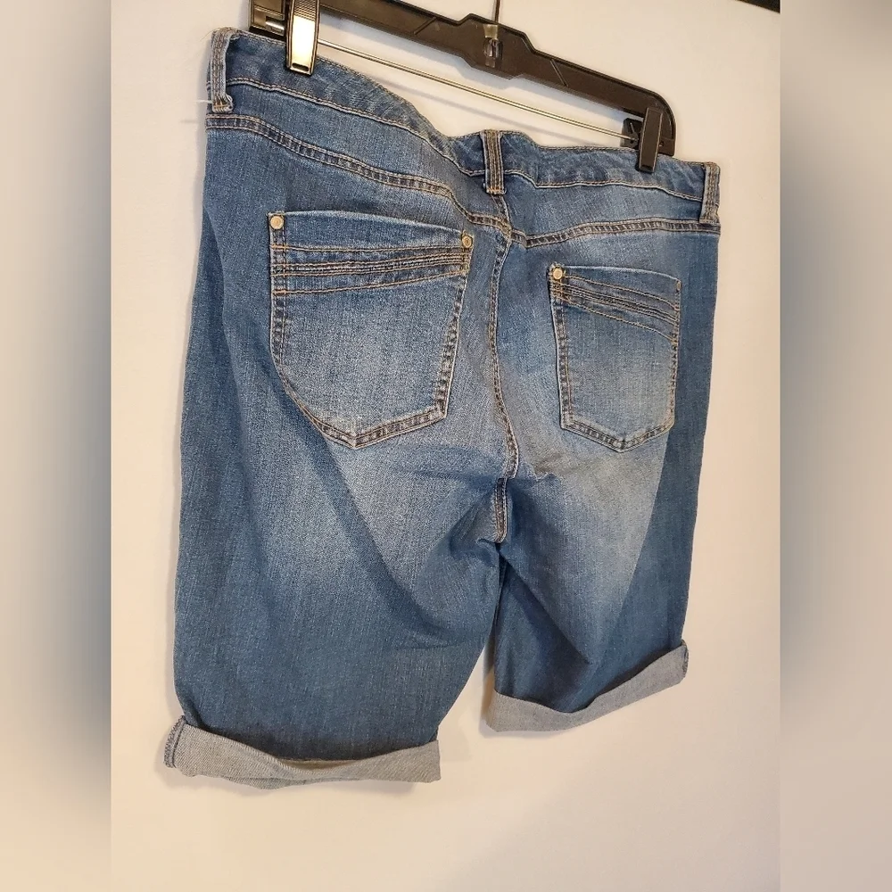 Long Womens Blue Denim Shorts